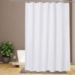 EurCross Solid White Shower Curtain 72 x 72 inches, Water-Resistant Cloth Fabric Shower Curtain Liner for Bathroom