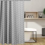 Extra Long Heavy Duty Decorative Modern Print Shower Curtain, Waterproof Gray Cloth Fabric Shower Curtain for Bathroom