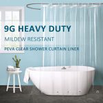 EurCross Clear Plastic Shower Curtain Liner, Heavy Weight 9G PEVA Shower Liner with Hooks and Magnets, Waterproof, Transparent