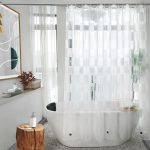 Plastic Shower Curtain Liner,  Heavyweight EVA Shower Liner with 3D Geometric Design, Magnets and Hooks, EurCross