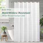 EurCross Solid White PEVA Plastic Shower Curtain Liner, 72"x 72" Heavy Duty Waterproof Shower Liner for Bathroom, Mold and Mildew Resistant