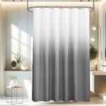 EurCross Gray Ombre Fabric Shower Curtain, 72"x 78" Extra Long Thick Gray Gradual Cloth Shower curtains for Bathroom, Water Repellent